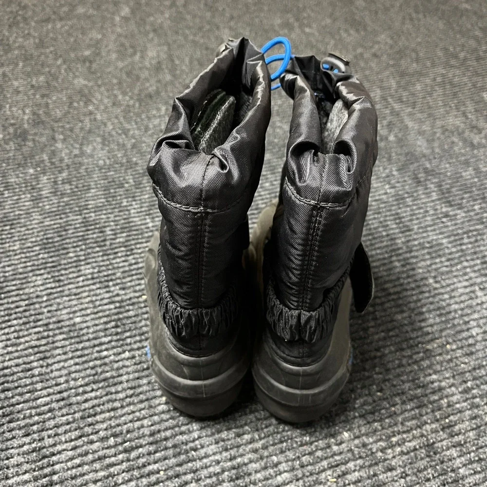 Sorel Flurry Snow Boots Kids Size 12 Black Blue Waterproof Insulated Winter warm